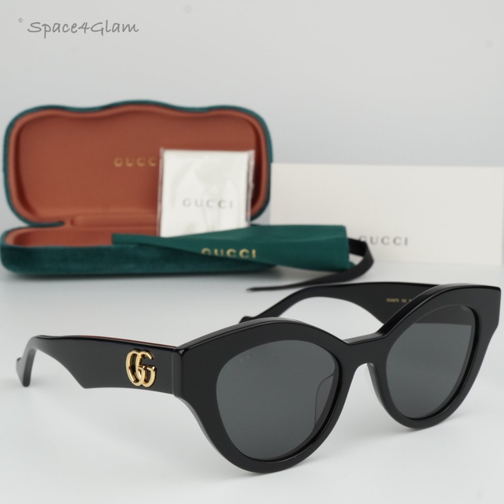 Gucci Women Sunglasses Black Grey Oval Gg0957s 002 Brand New